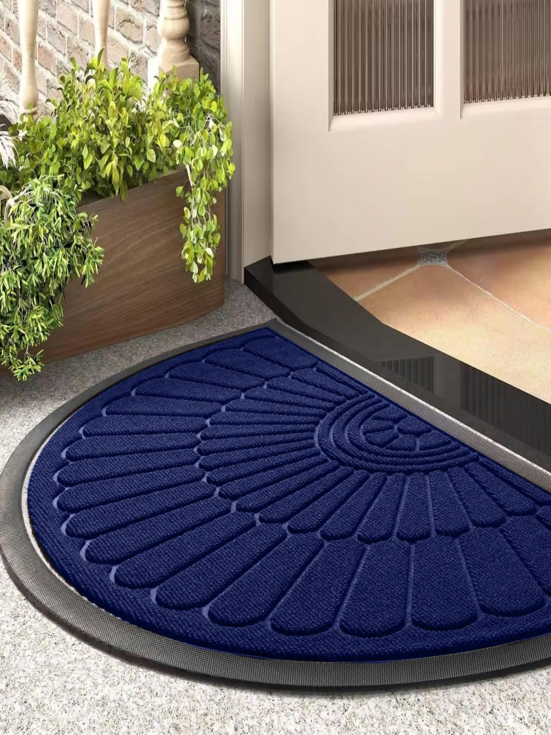 AaHo Decor Semi-Circle Blue Self-Designed Anti-Skid Doormat