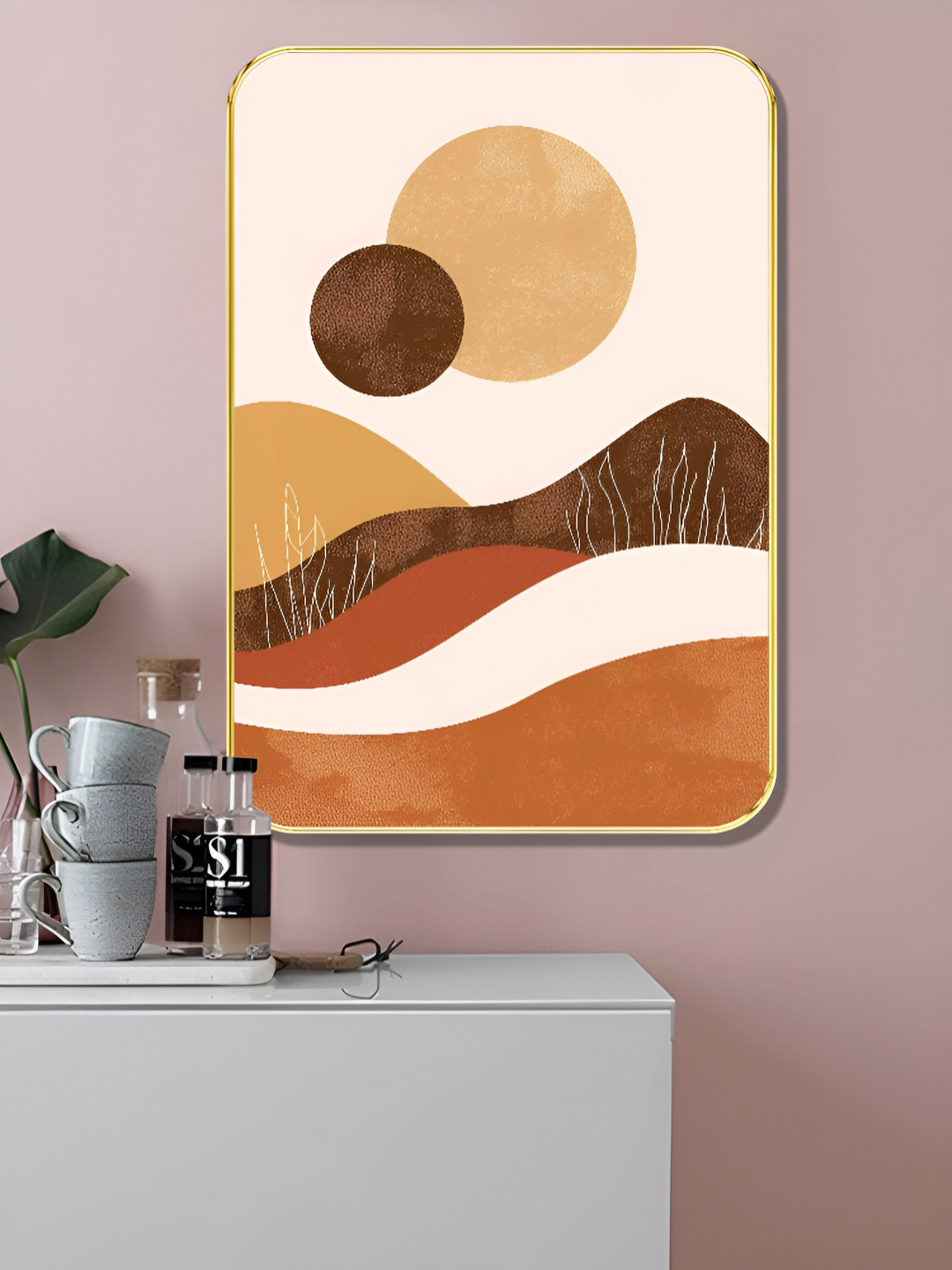 Livin'luxe Brown & Coffee Brown Desert Printed Wall Art