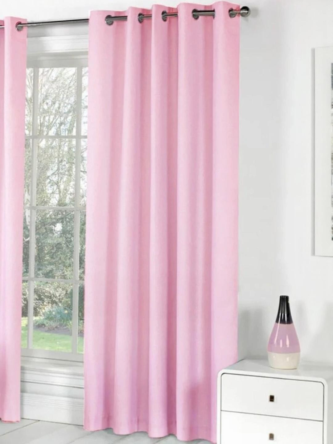 213 cm (7 ft) Polyester Semi Transparent Door Curtain (Pack Of 2) (Solid, BabyPink)