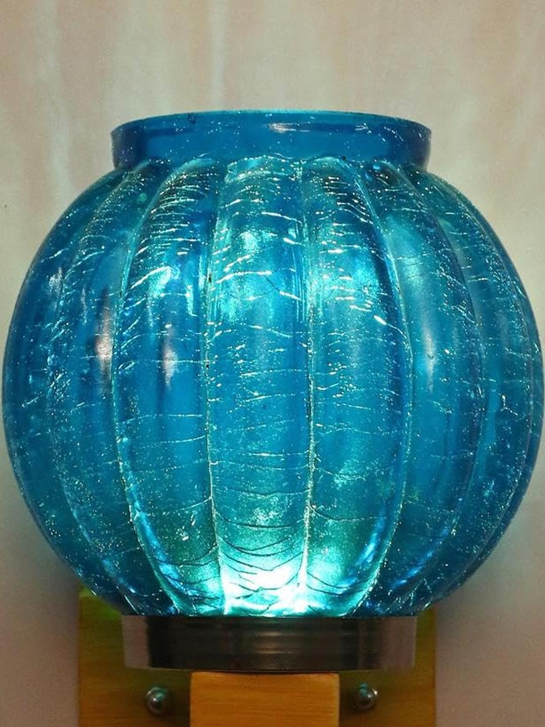 Somil Premium Designer Glass Wall / Night Lamp  Elegant & Stylish Dcor Accent for Modern Interiors, color-  Firozi Size- 22.5 X 32 X 26.5 CM