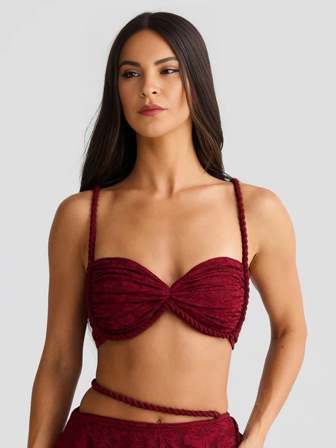 Bee Boe Rope Detail Red  Bandeau Top