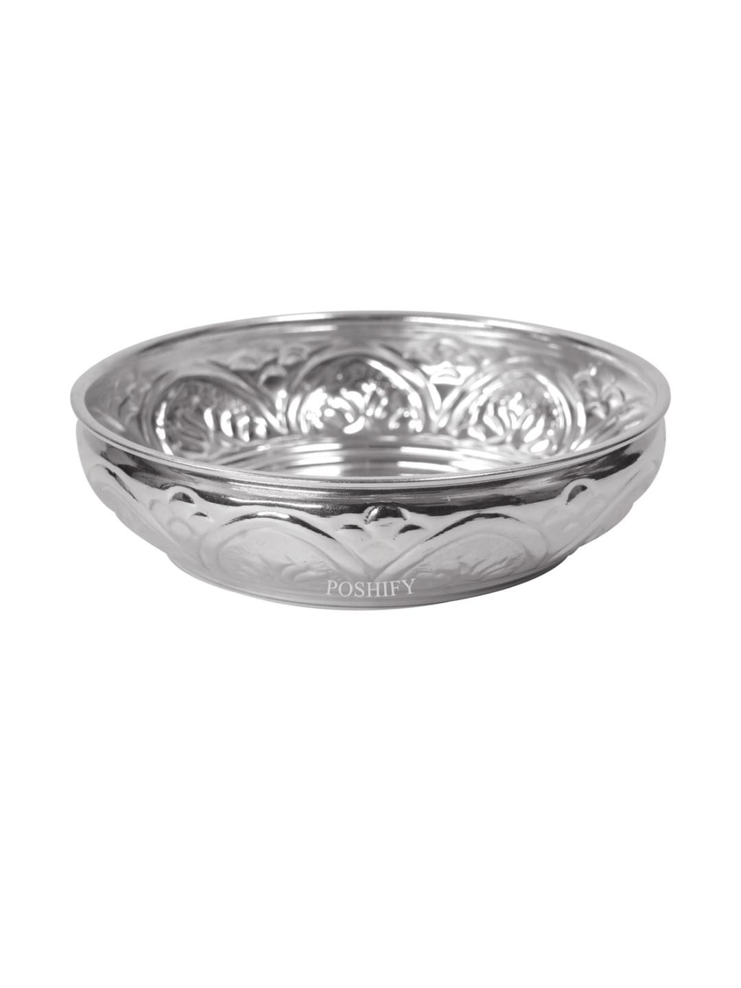 POSHIFY Silver Toned Pure German Silver Pooja Thali