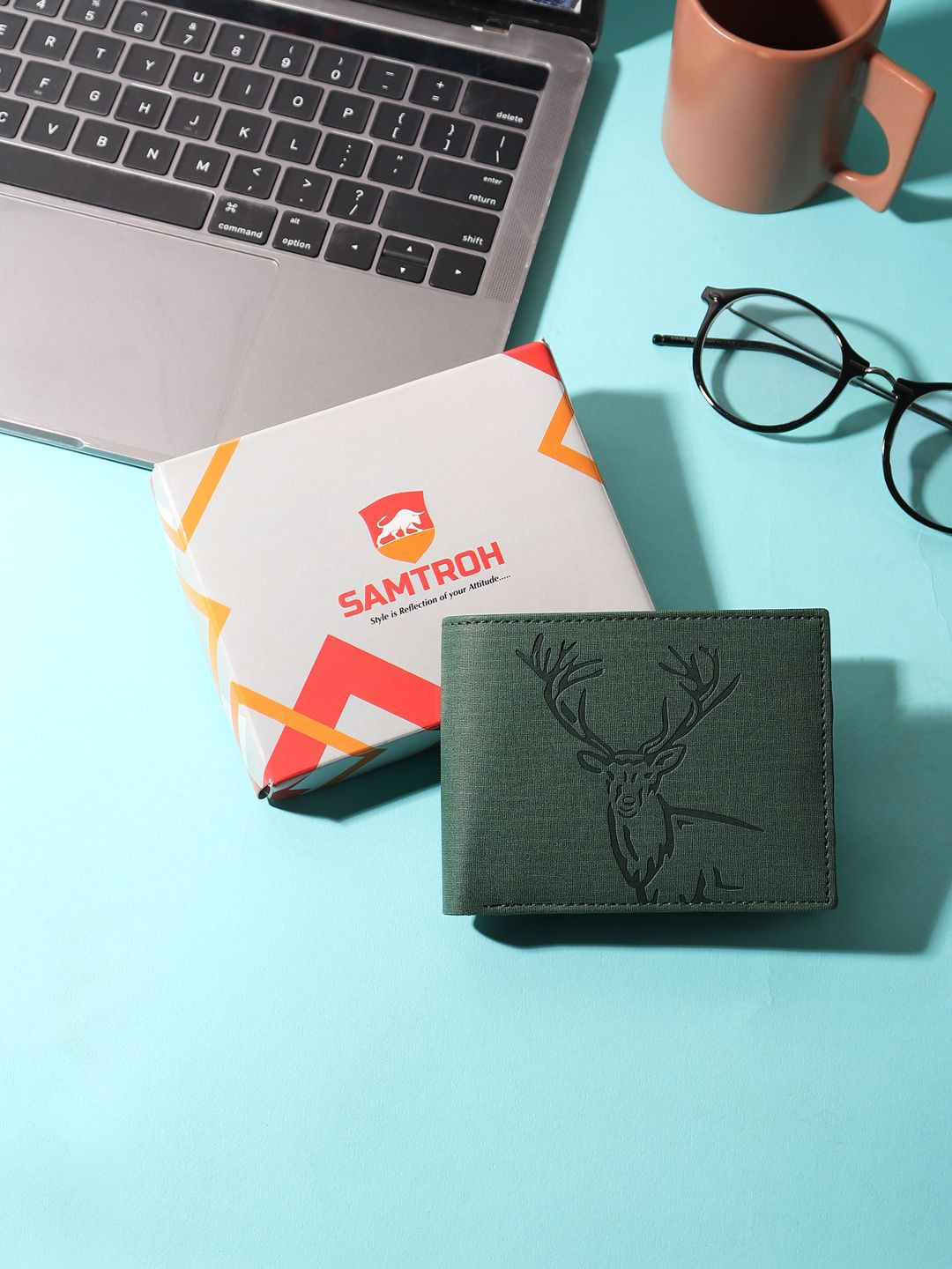 SAMTROH Men Self Design Vegan Leather Two Fold Wallet