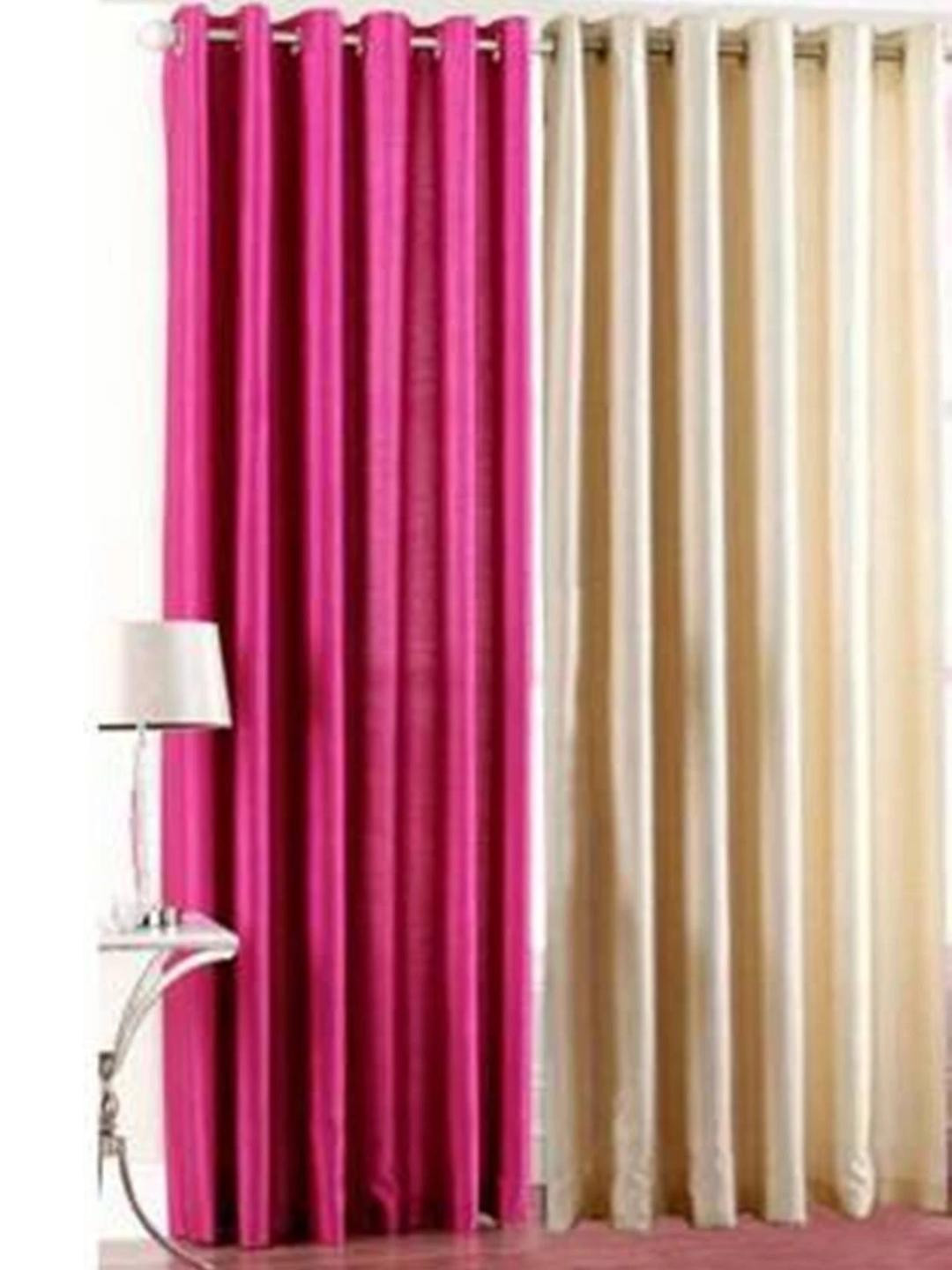 213 cm (7 ft) Polyester Semi Transparent Door Curtain (Pack Of 2) (Plain, Ranipink)