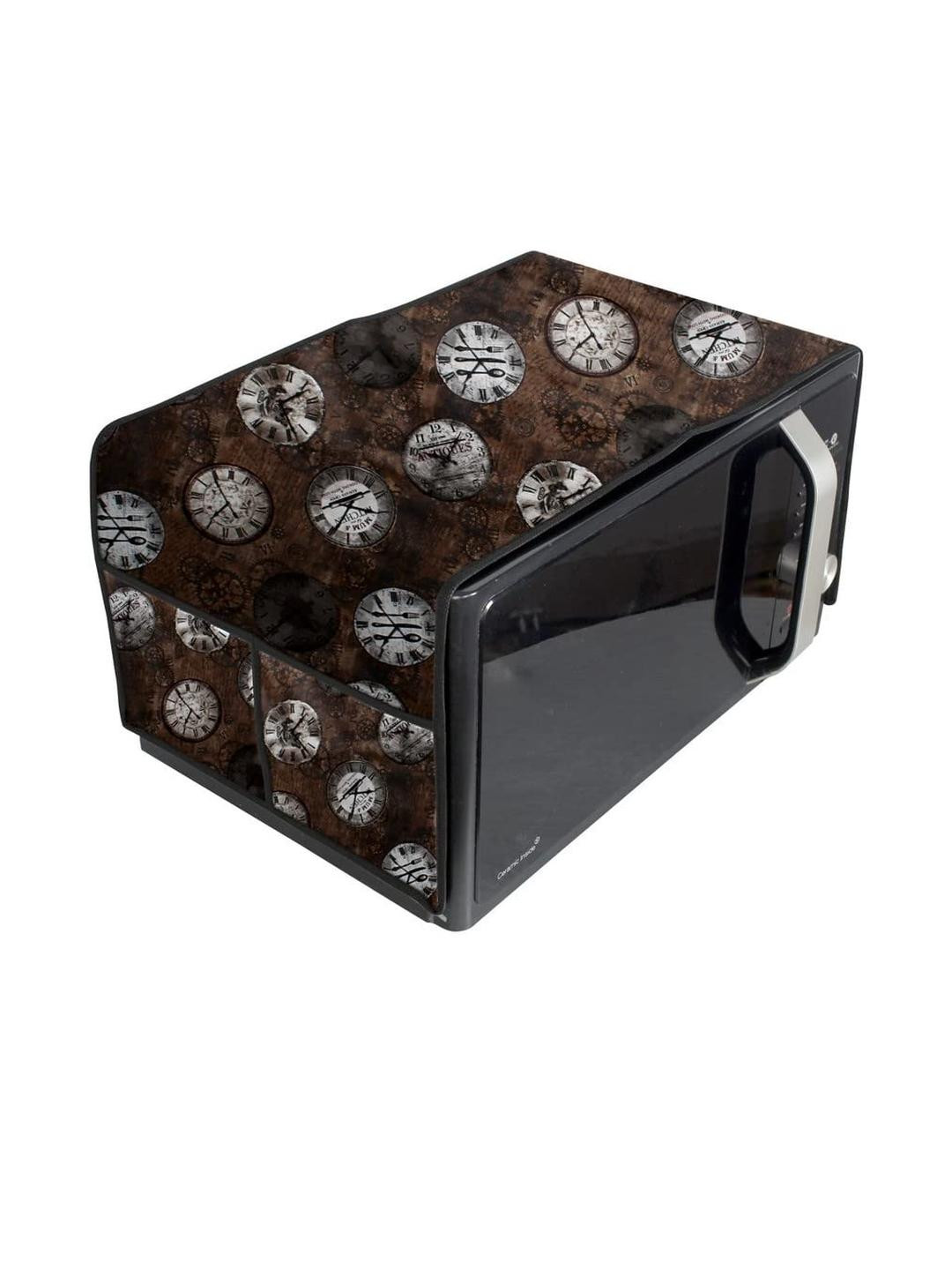 The Furnishing Tree Waterproof & Dustproof PVC Microwave Oven Top Cover with 4 Utility Pockets Anal