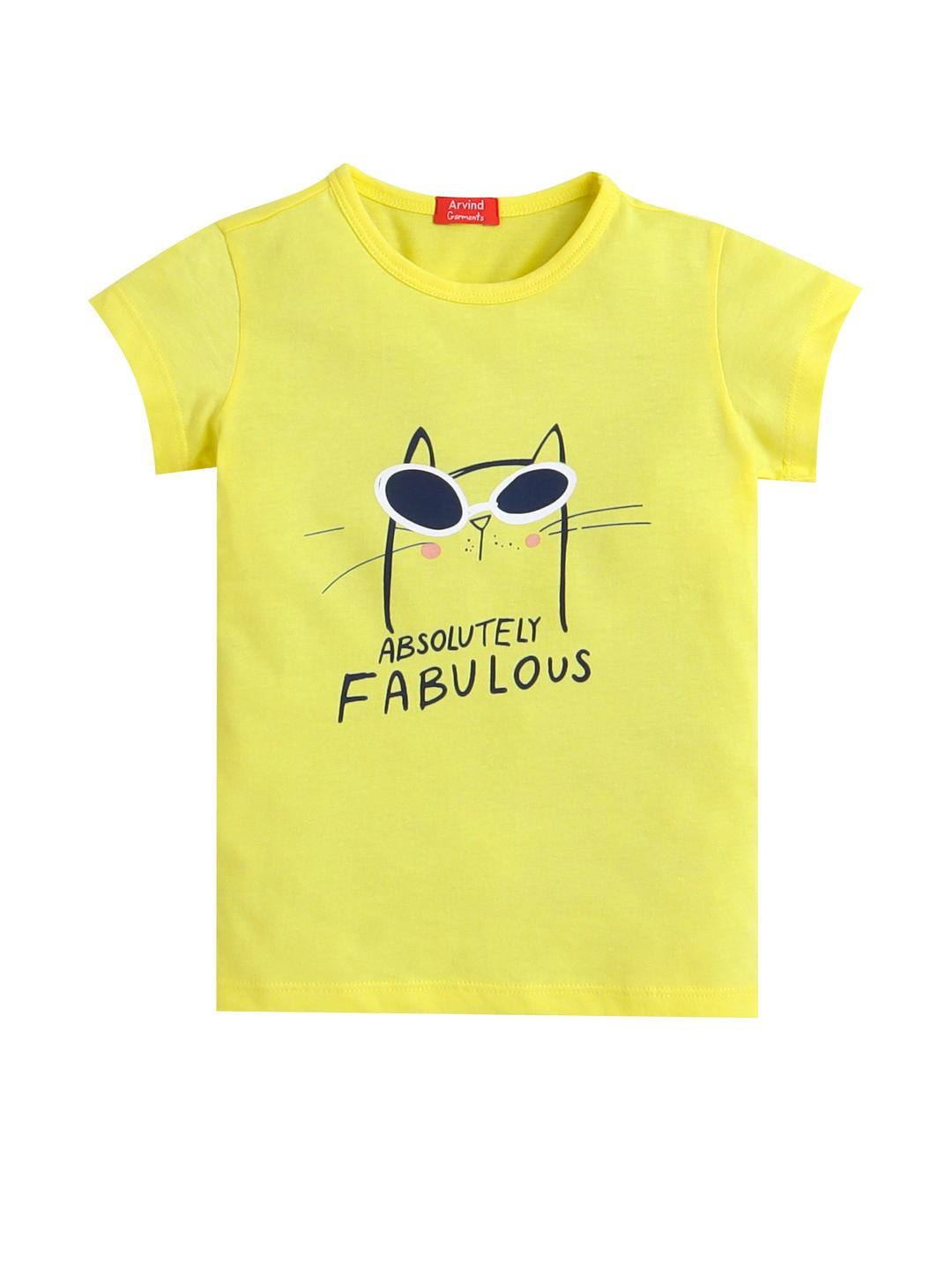 Arvind Garments Printed Cotton T-shirts for Kids Girls