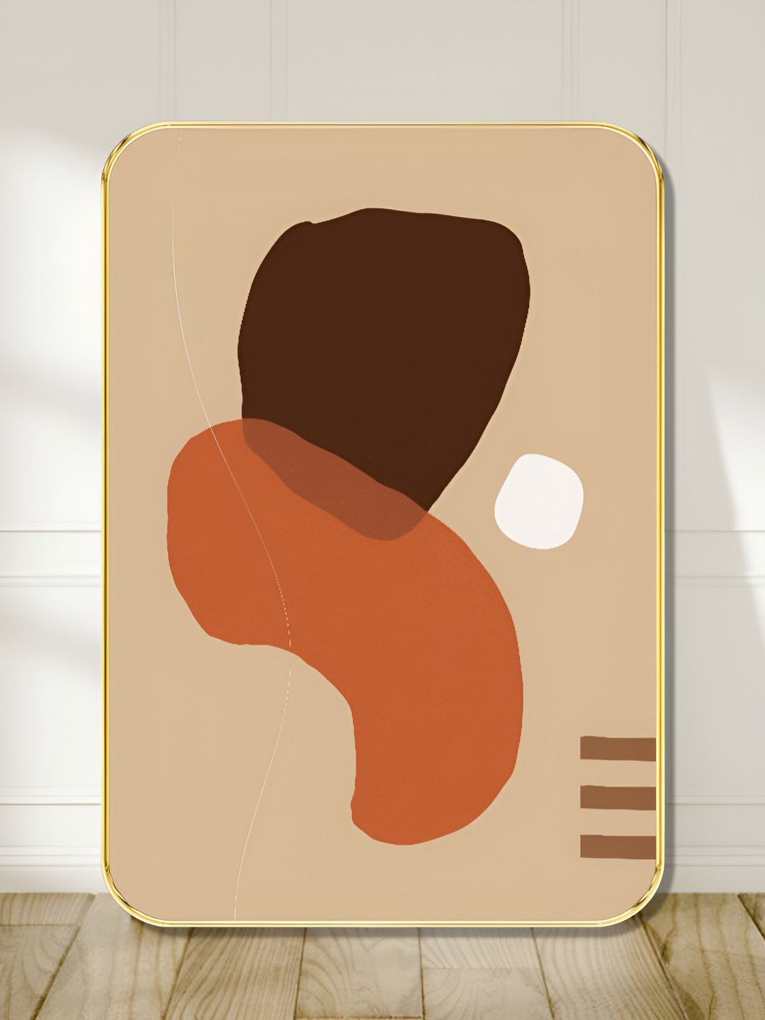 Livin'luxe Brown & Orange Colored Organic Shapes Printed Wall Art