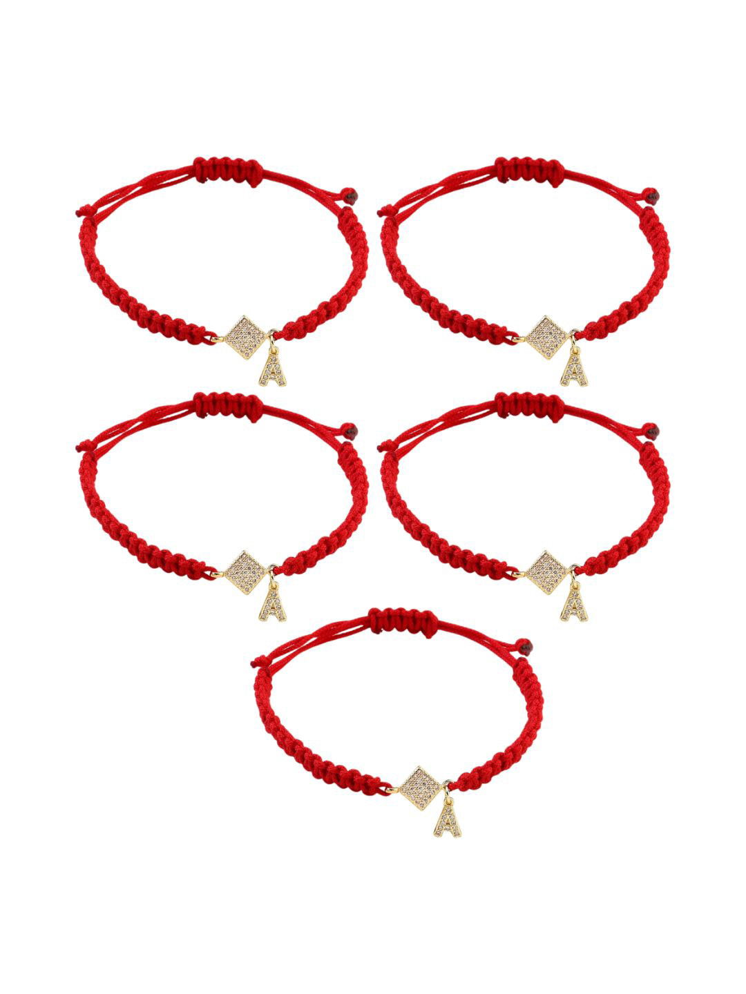 SALTY Set Of 5 Stone Studded Initials A Thread Rakhis