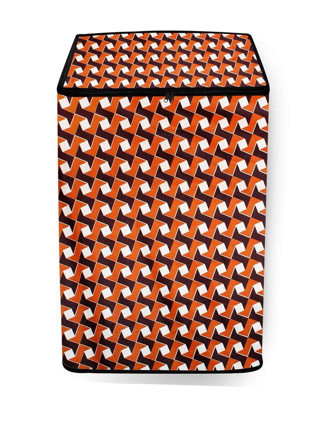 The Furnishing Tree Washing Machine Cover Frieze Pattern Orange Compatible for Whirlpool 7.5 Kg Ful
