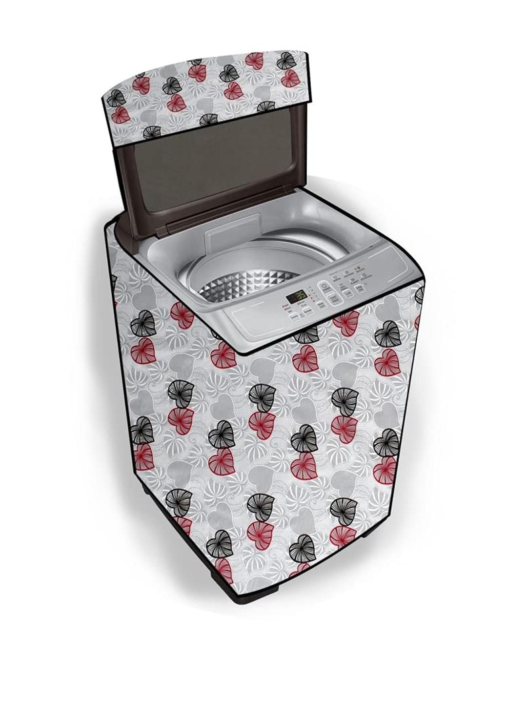 The Furnishing Tree Washing Machine Cover Coralheart Pattern Grey Compatible for Whirlpool 6.2 Kg F