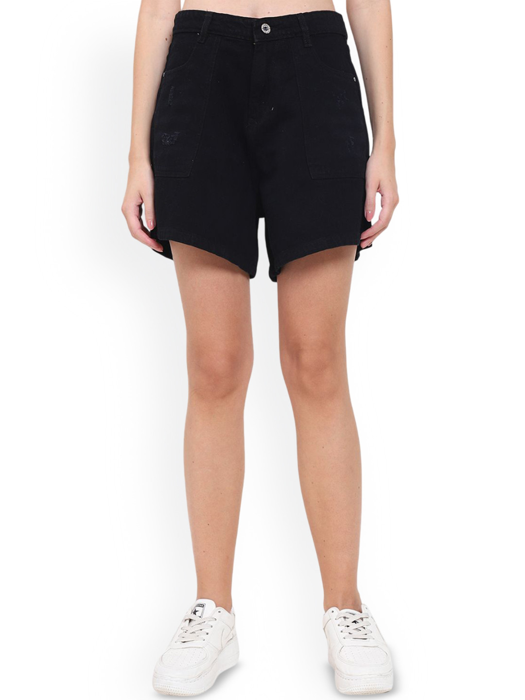 God's Club Women Regular Fit High-Rise Denim Shorts