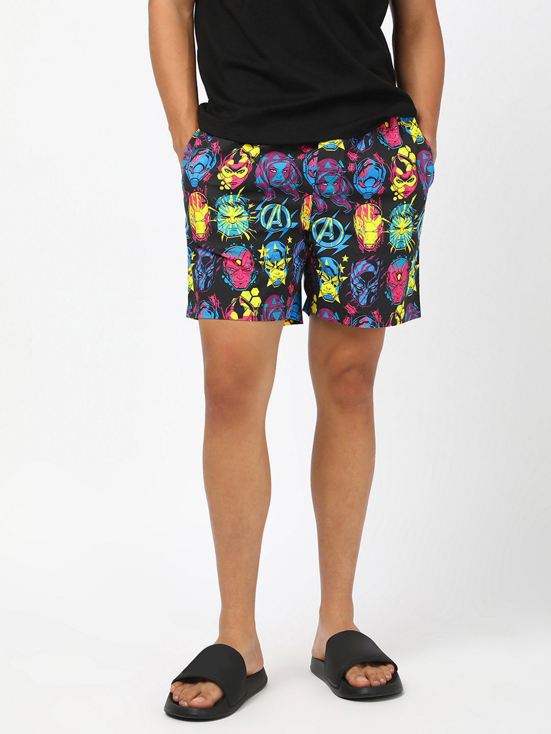 Bewakoof OFFICIAL MARVEL MERCHANDISE Men's Black Avengers All Over Printed Boxers