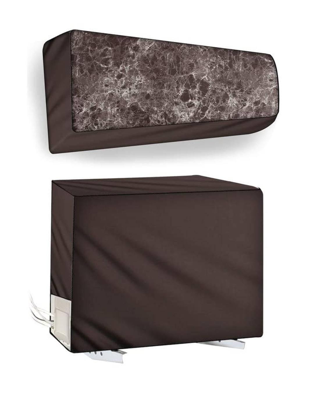 The Furnishing Tree Coffee Brown Printed Split AC Cover set of Indoor and Outdoor Unit