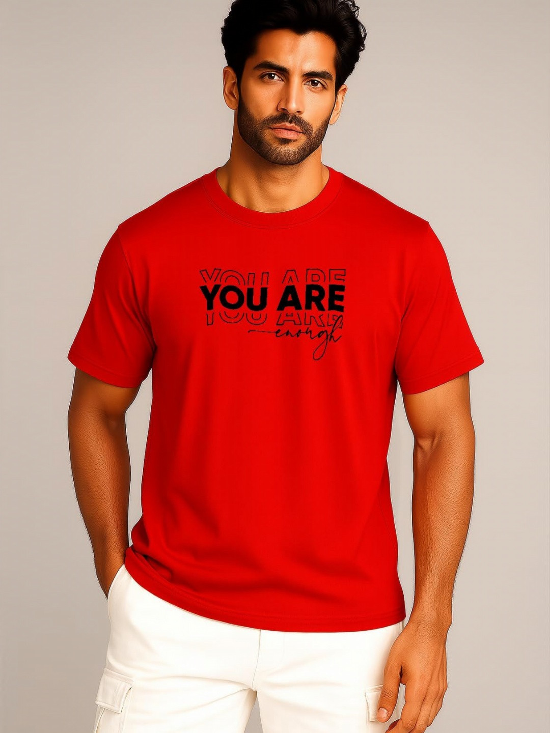 JUARI BE A GENTLEMAN Typography Printed Round Neck T-shirt