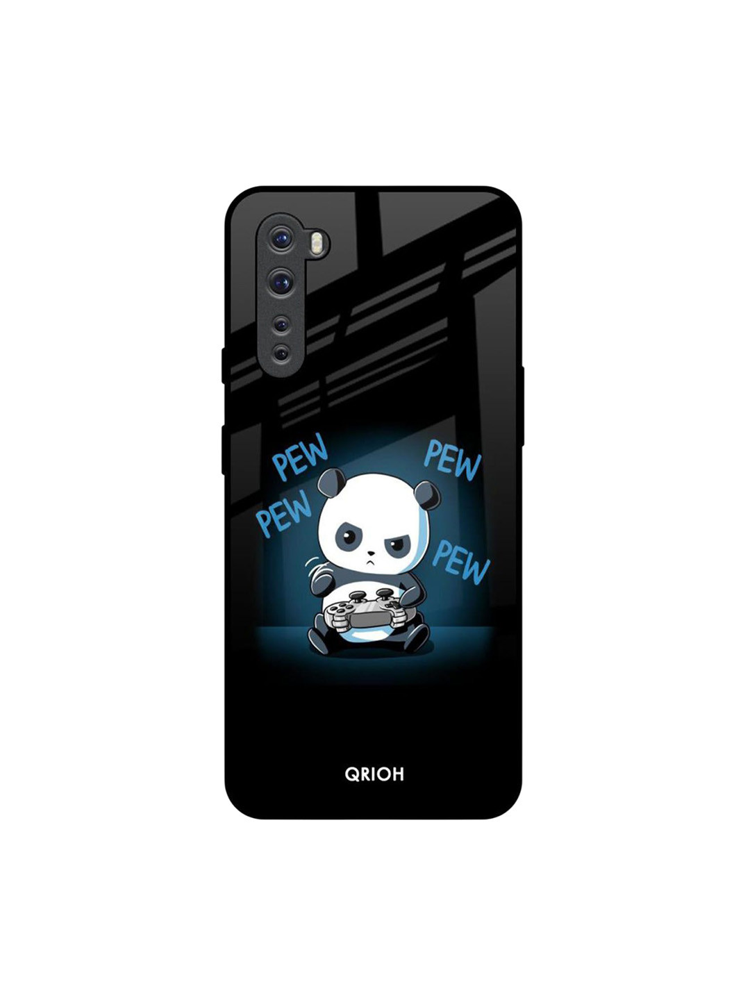 QRIOH Pew Pew Cartoon Printed OnePlus Nord Glass Back Case Mobile Accessories