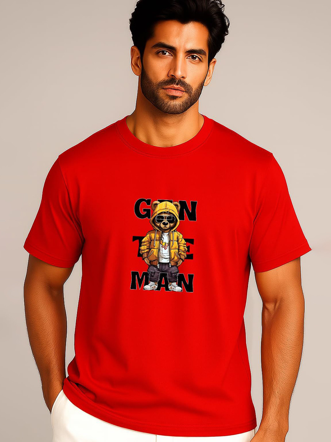 JUARI BE A GENTLEMAN Graphic Printed Round Neck T-shirt