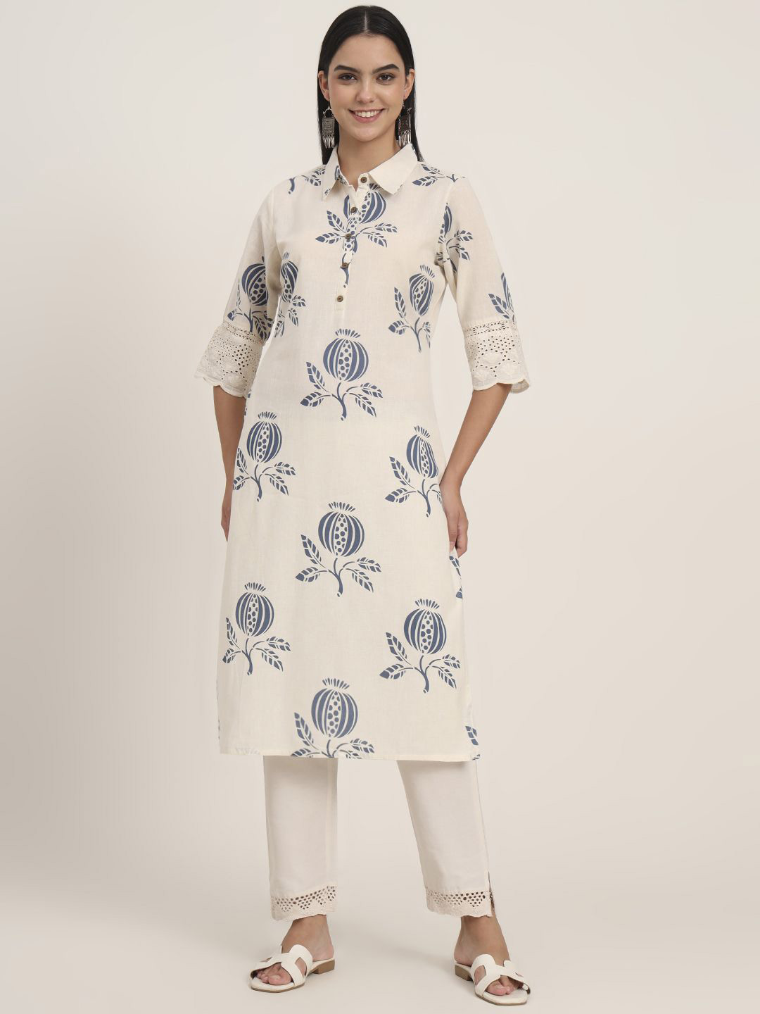 Divena Women Ethnic Motifs Printed Daily Cotton Straight Kurta