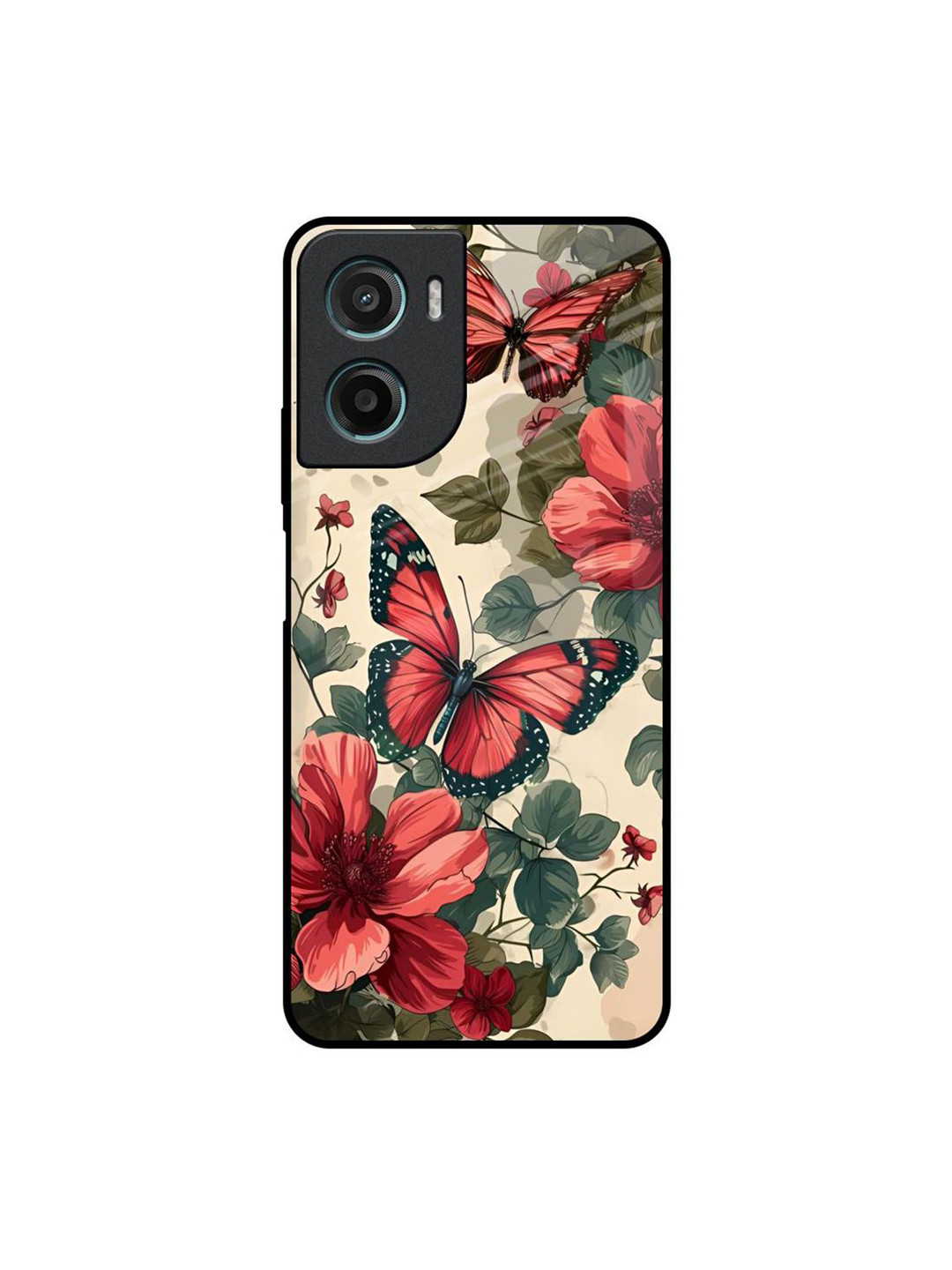 QRIOH Women Quirky Printed Motorola G05 Papillon Rouge Glass Case Mobile Accessories