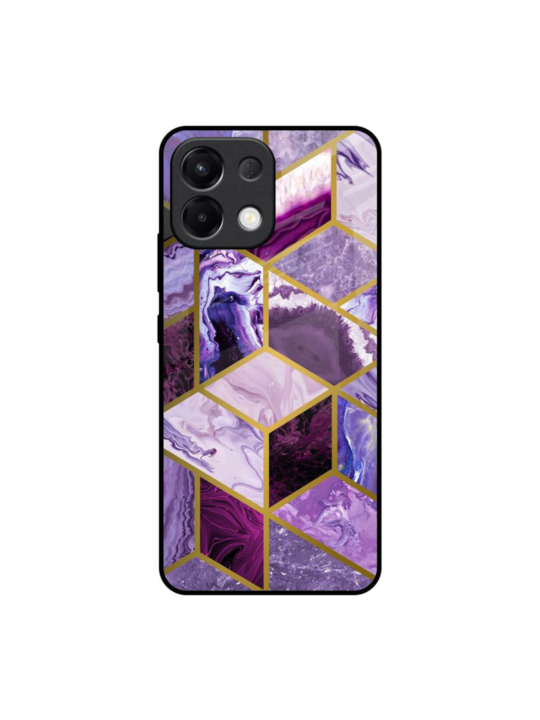 QRIOH Abstract Printed Oppo K13 5G Rhombus Marble Glass Back Case Mobile Accessories