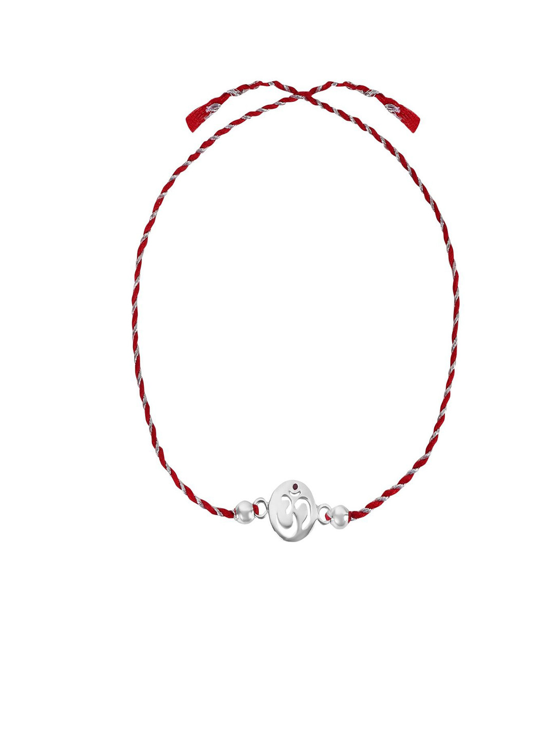 Silver Chest 925 Sterling Silver Thread Rakhi With Roli Chawal & Greeting Card