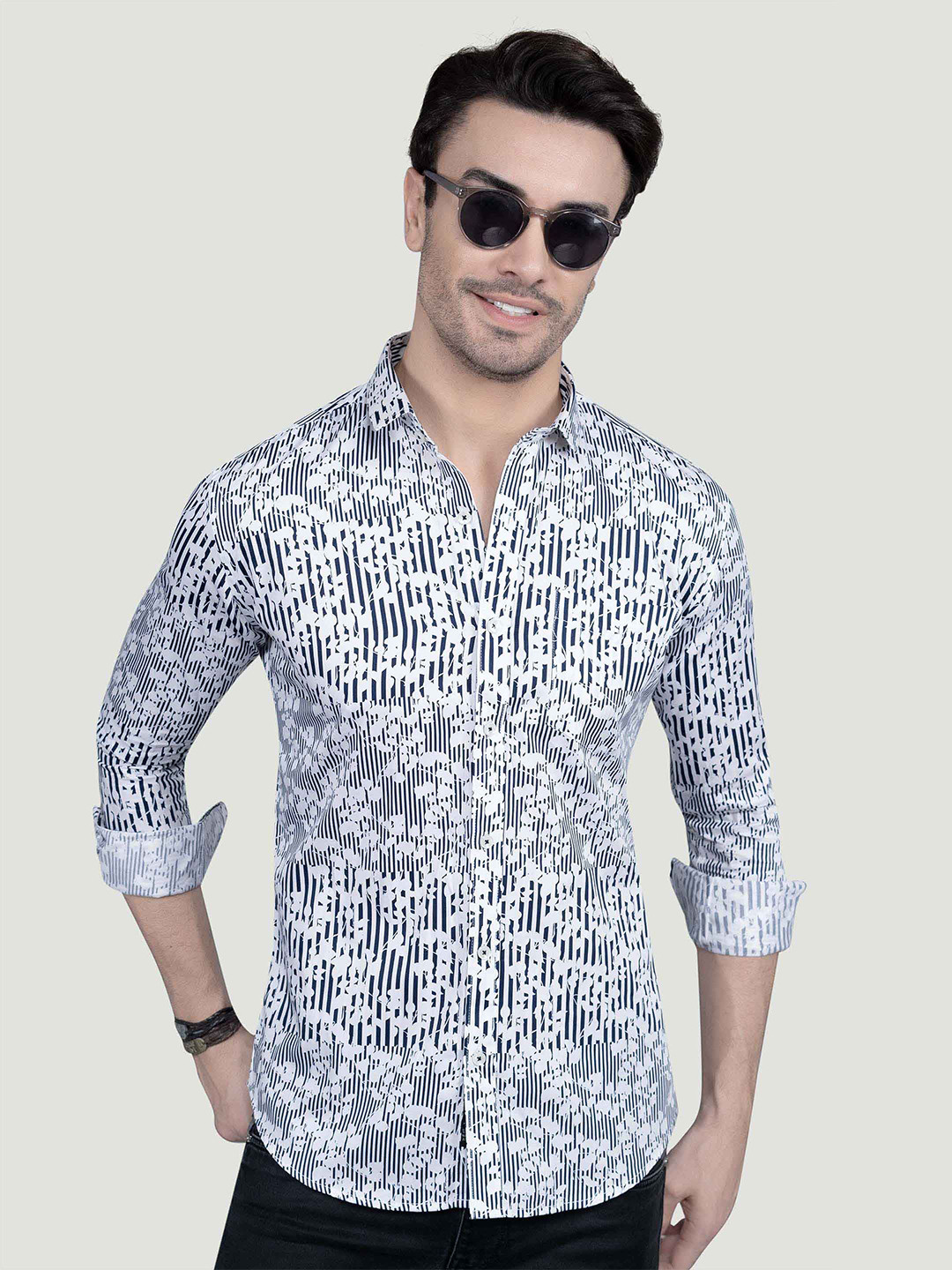 ALMATY Maxim Comfort Floral Printed Slim Fit Cotton Shirt