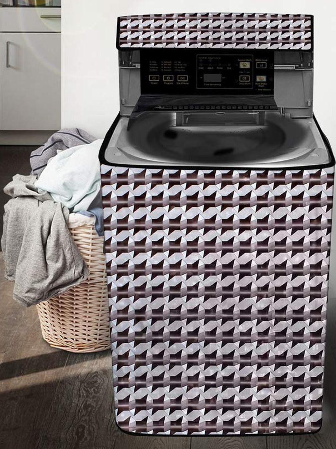 The Furnishing Tree Washing Machine Cover Symmetric Pattern Grey Base Compatible for Whirlpool 6.5