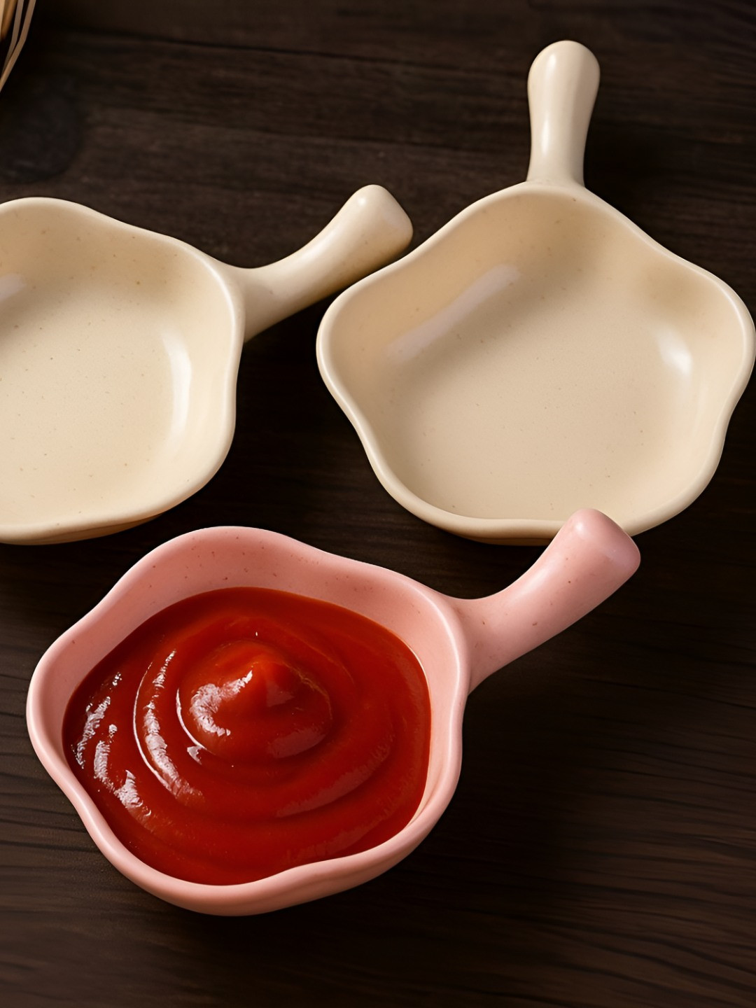 We3 Pink & Beige 3 Pieces Plastic Dip Bowls
