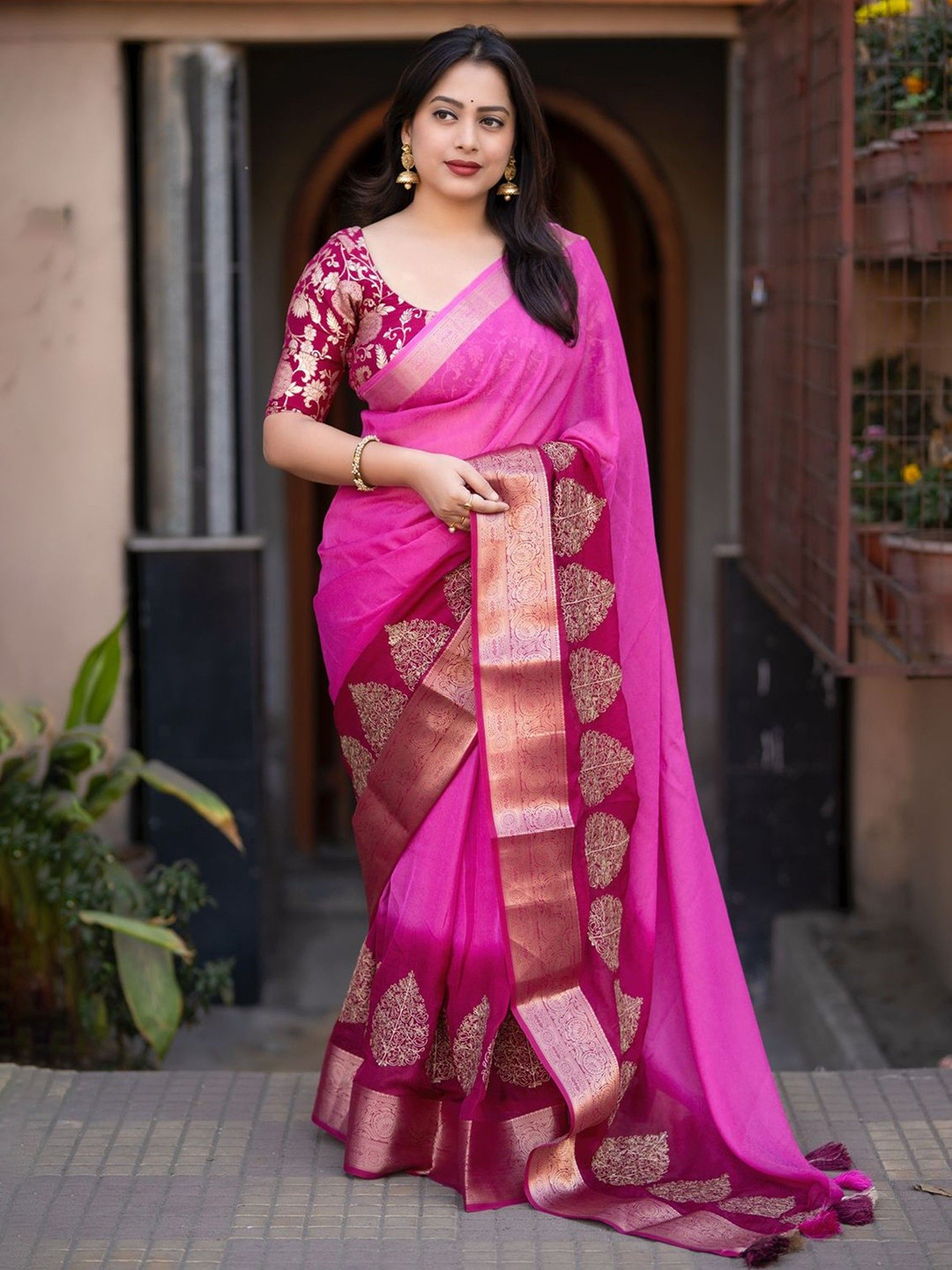 KALINI Ombre Zari Banarasi Saree