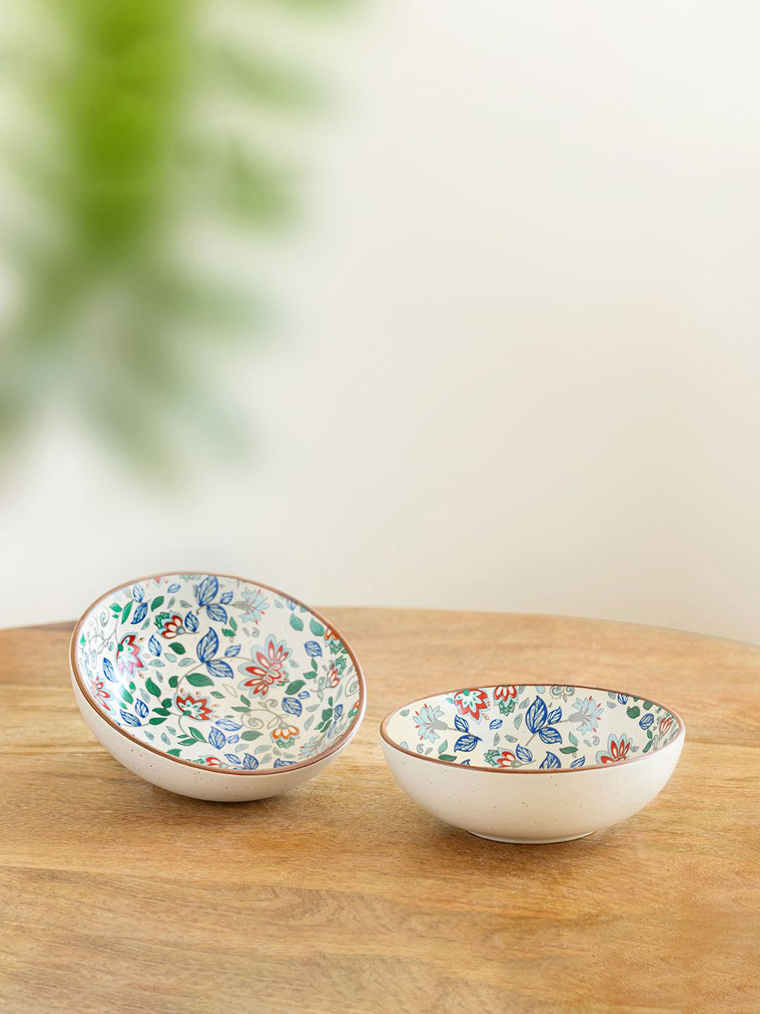 ExclusiveLane Set of 2 Spring Garden Ceramic Serving/Snack Bowls- 420 ml