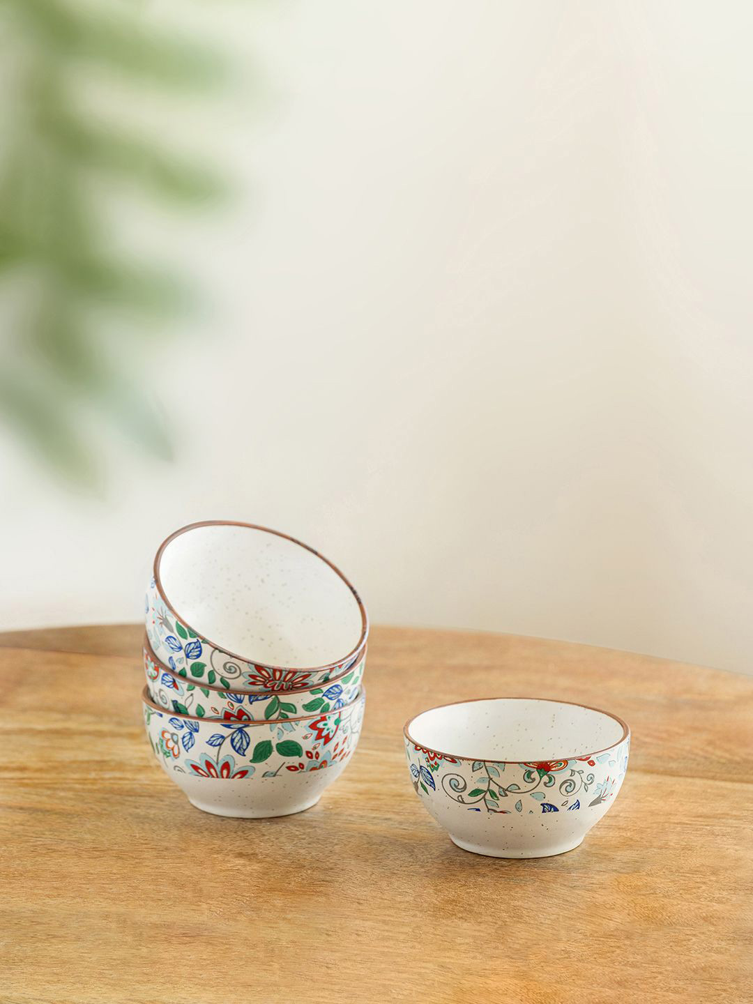 ExclusiveLane Set Of 4 Spring Garden Ceramic Dinner Bowls-190 ml