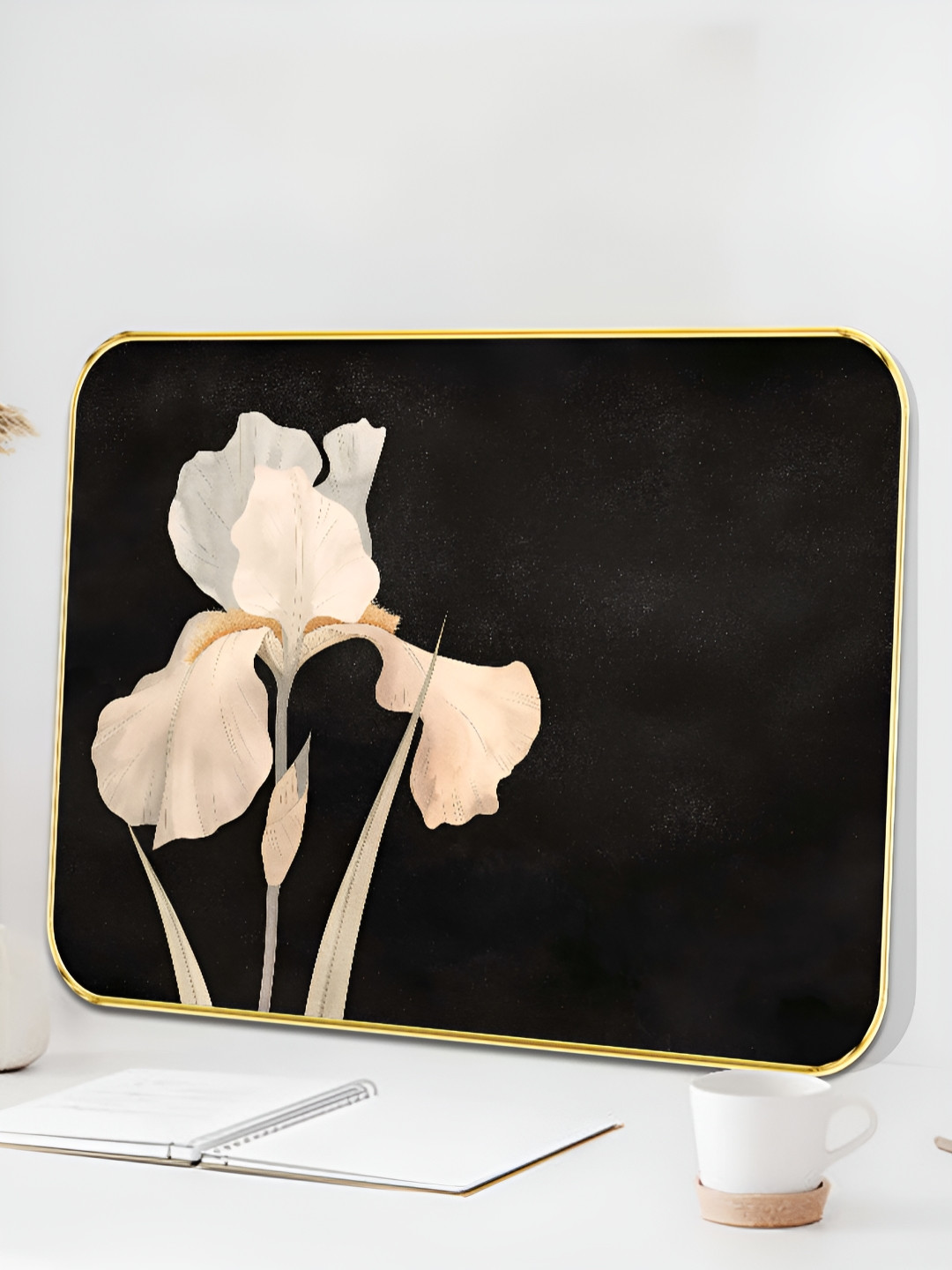 Livin'luxe Black & Pink Peacock in Bloom Vibrant Floral Wall Art