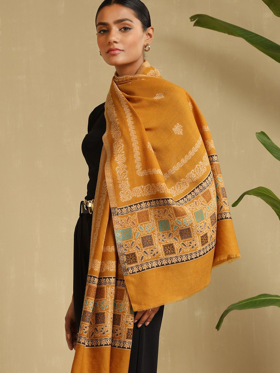 DUSALA INDIA Women Nora Cashmere Woven Design Stole