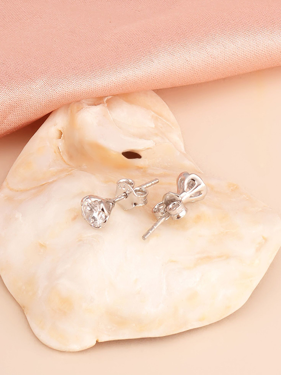 PALMONAS 925 Sterling Silver Rhodium-Plated Four-Prong Classic Studs Earrings