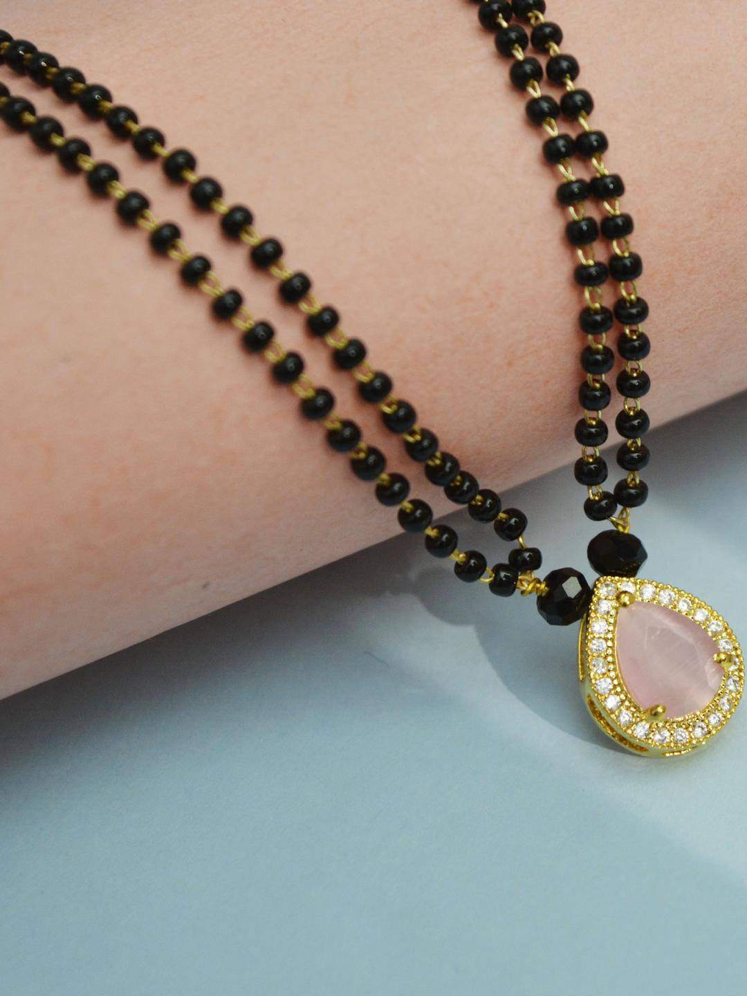 JEWELOPIA Women Pink Mangalsutra