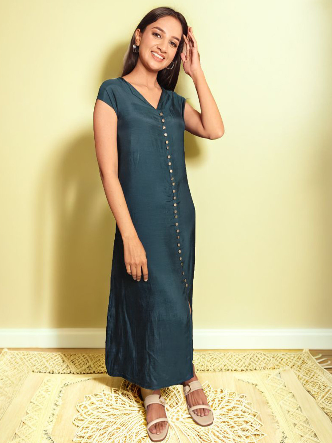 Phulkari Forever Women Embroidered Cotton Sheath Midi Dress