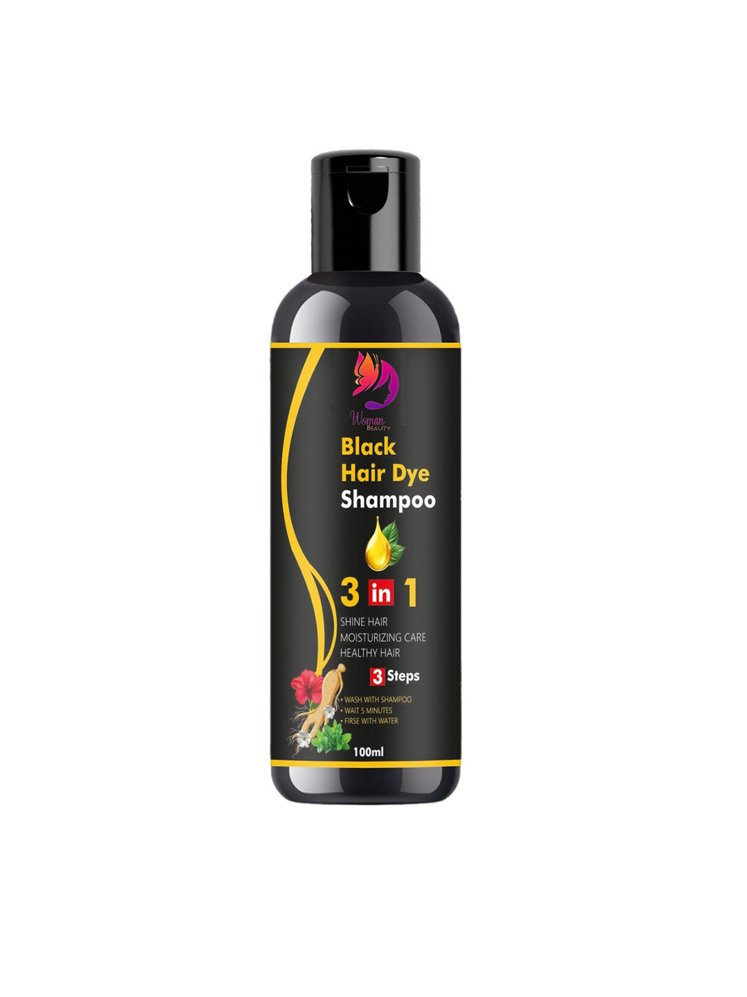 WOMAN BEAUTY Black Hair Dye Shampoo- 100 ml