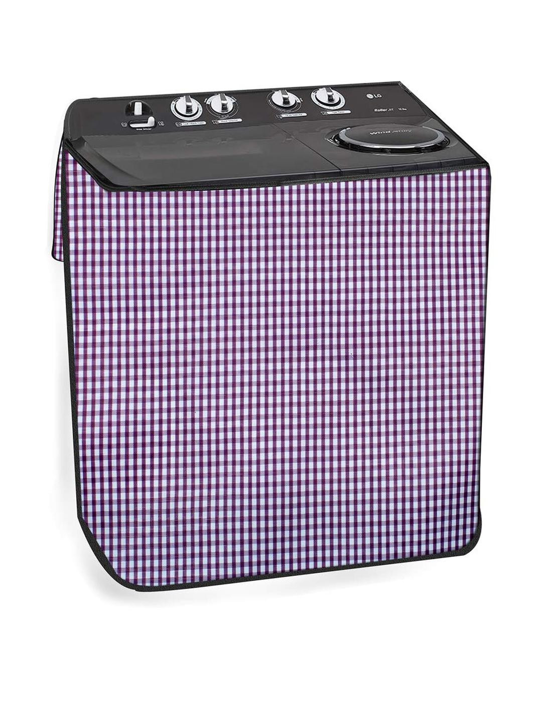 The Furnishing Tree Washing Machine Cover Pin Check Pattern Voilet Compatible for Whirlpool 7 Kg Se