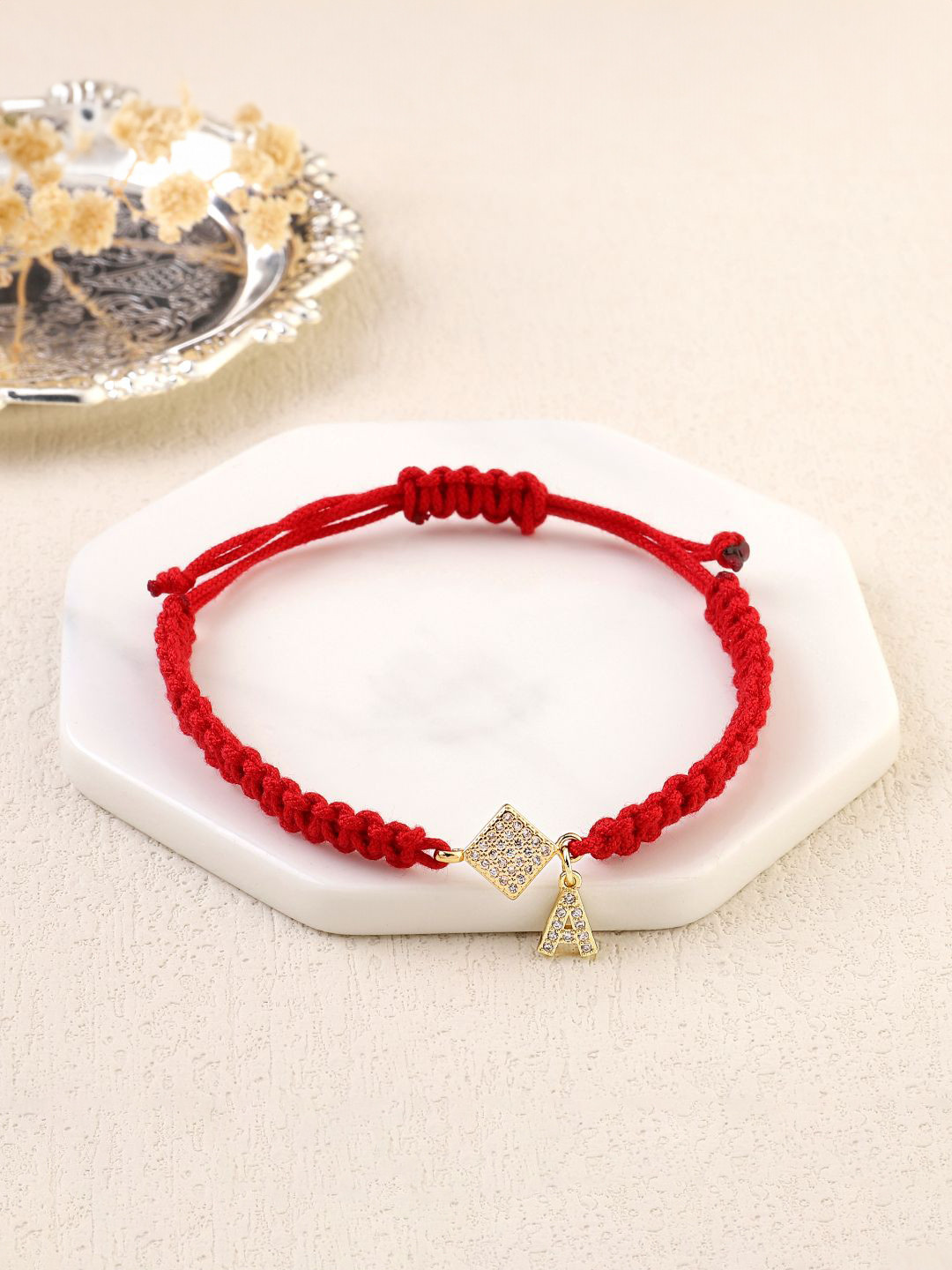 SALTY Set Of 4 Stone Studded Initials S Thread Rakhis