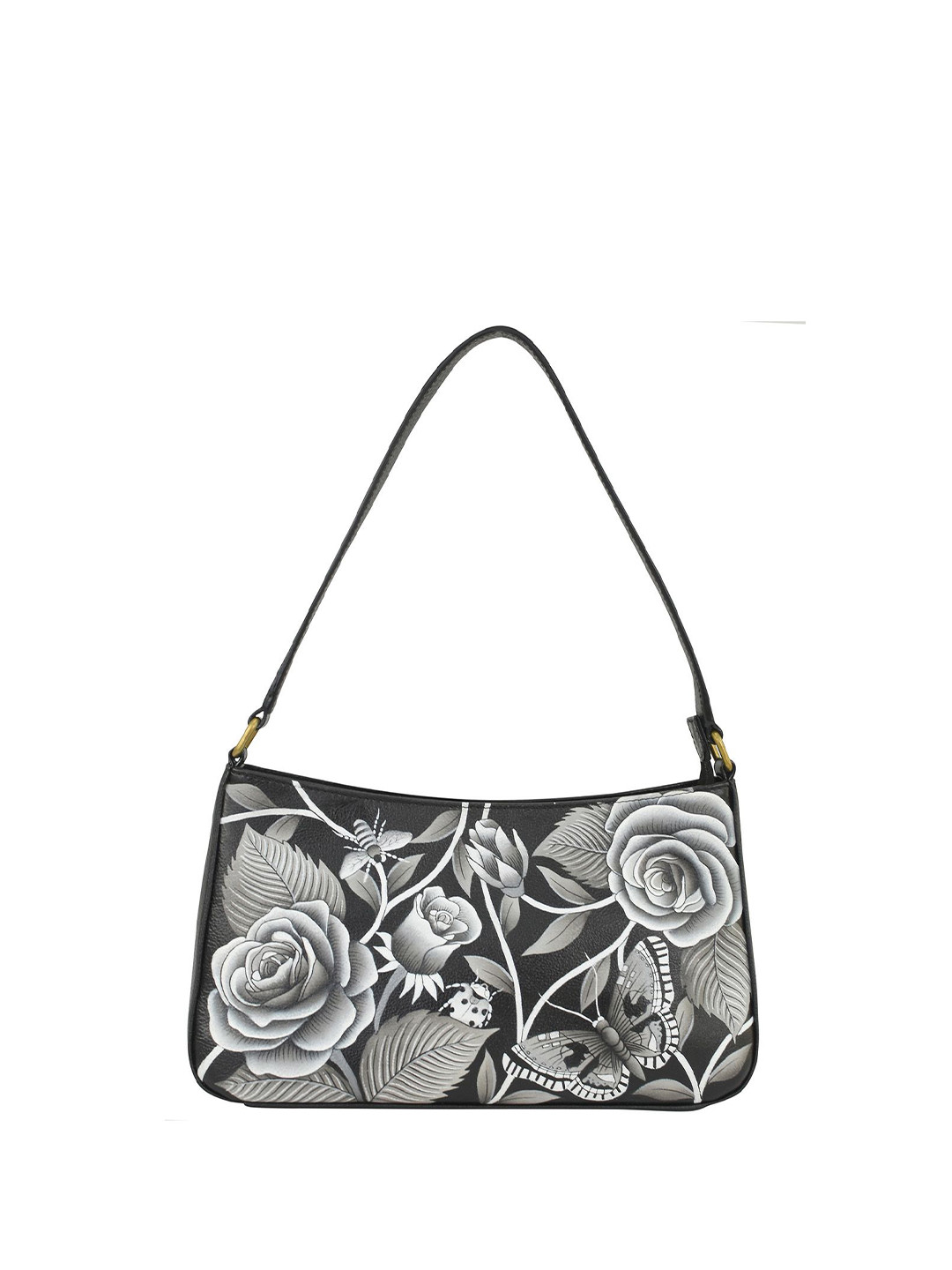 Anuschka Women's Roses D'Amour Hand Painted Leather Shoulder Hobo