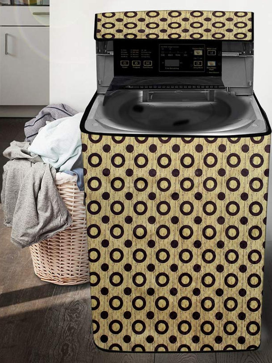 The Furnishing Tree Washing Machine Cover Geometric Pattern Yellow Compatible for Whirlpool 6.5 Kg