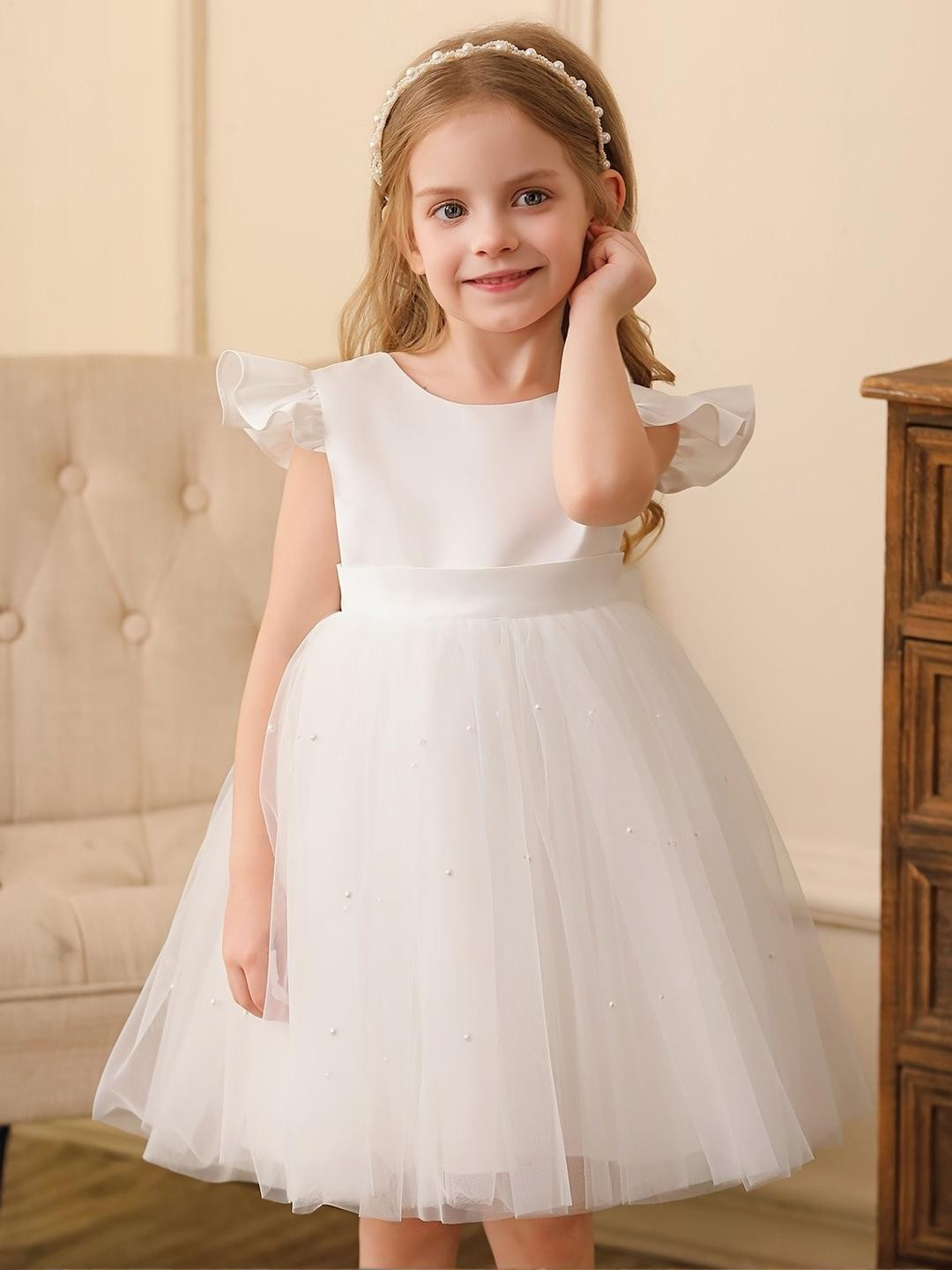 Tejam Kids-Girls White Dresses