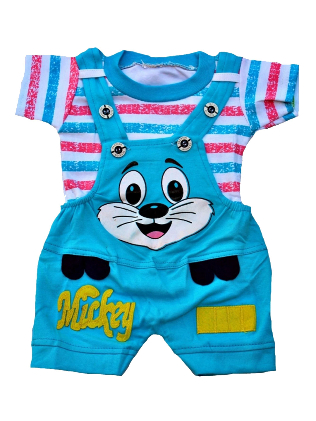 Pohar Creation  Infant Girls Printed Cotton Dungaree With T-Shirt