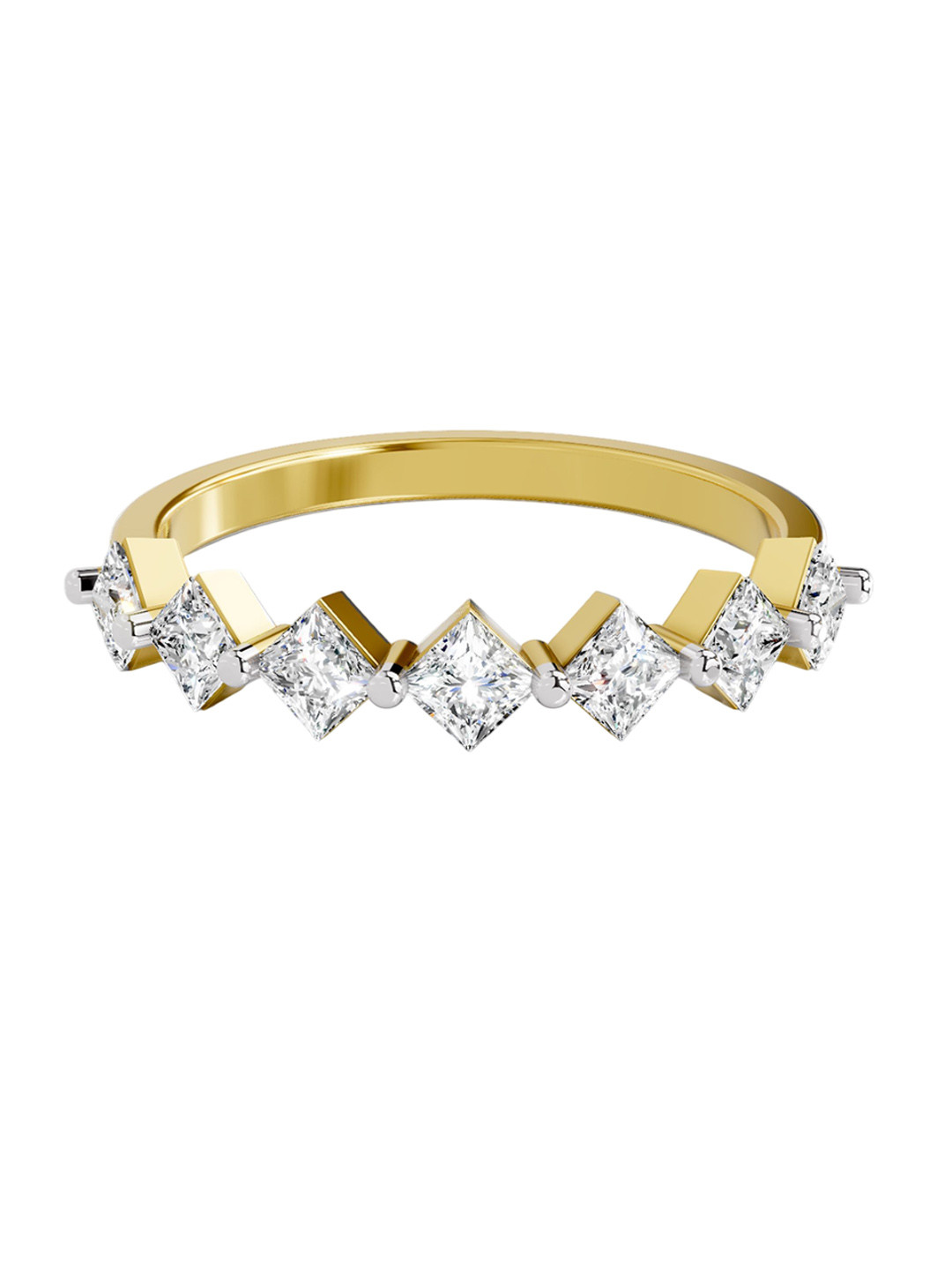 Sparkles 14K Yellow Gold Lab Grown Diamond 0.7 Carat Princess Shape Diamond Ring