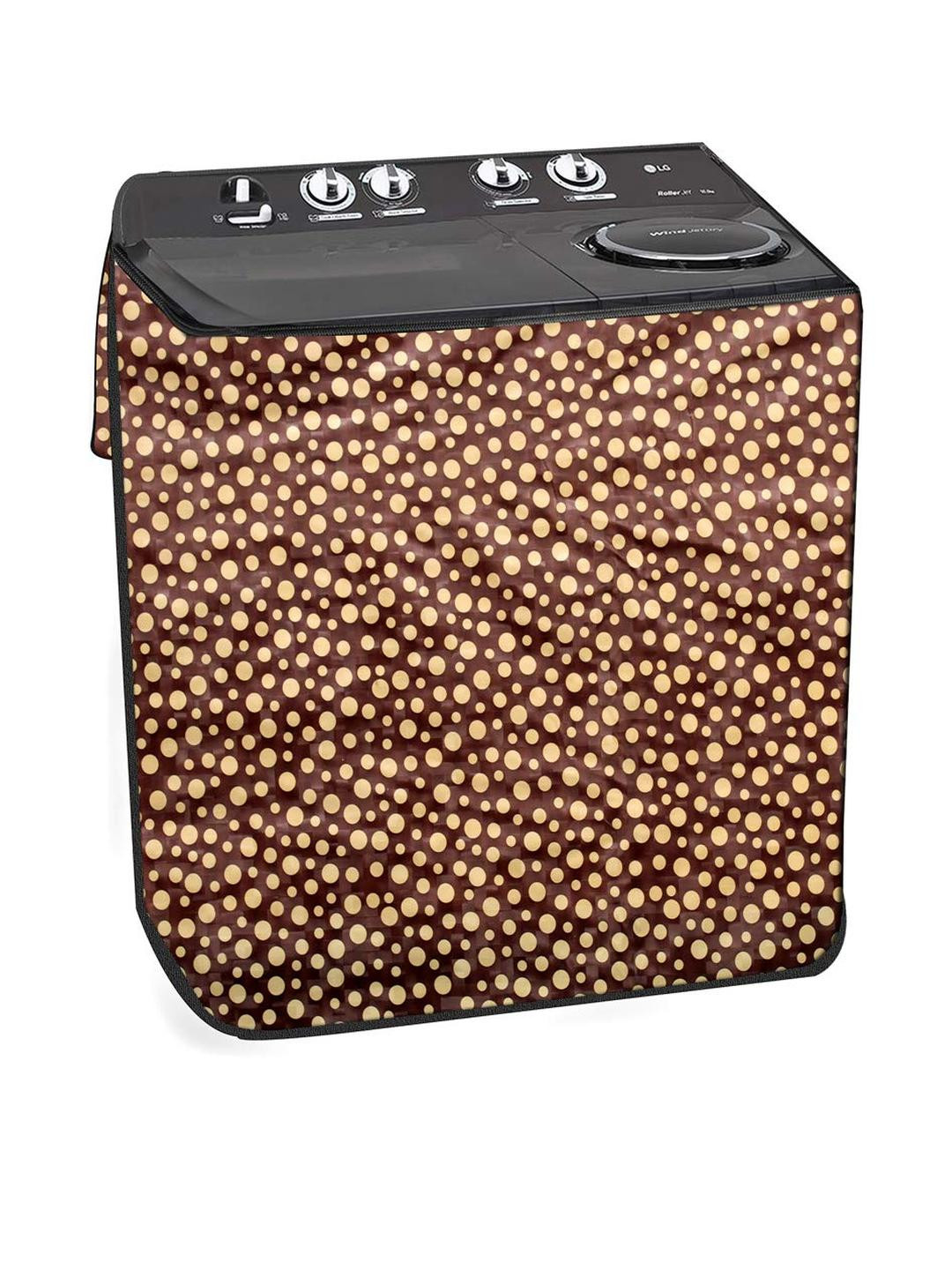 The Furnishing Tree Washing Machine Cover Polka dot Pattern Brown Compatible for Whirlpool 10.5Kg S