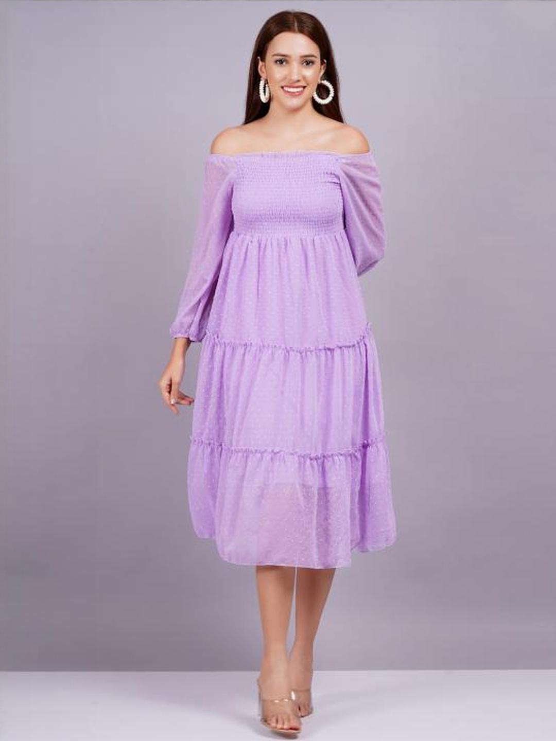 Lavender Georgette Women Dress