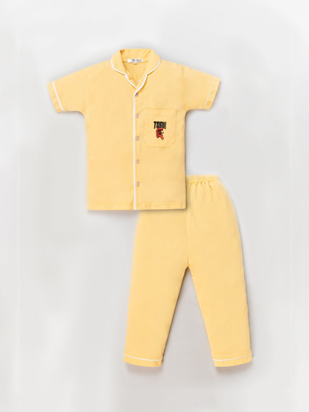 THE TORN Kids Lapel Collar Pure Cotton Night suit