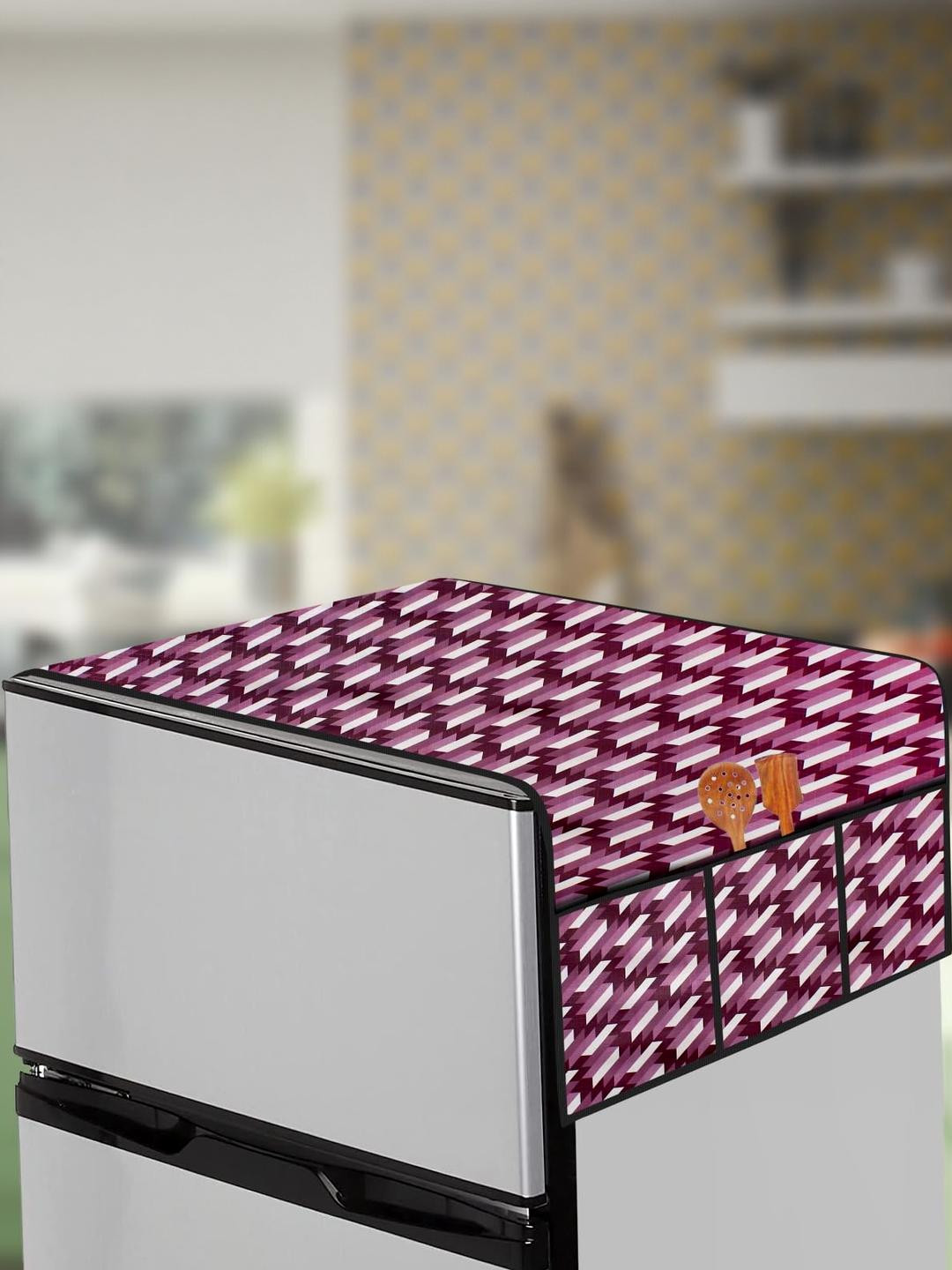 The Furnishing Tree Violet Printed Side Storage Fridge Cover