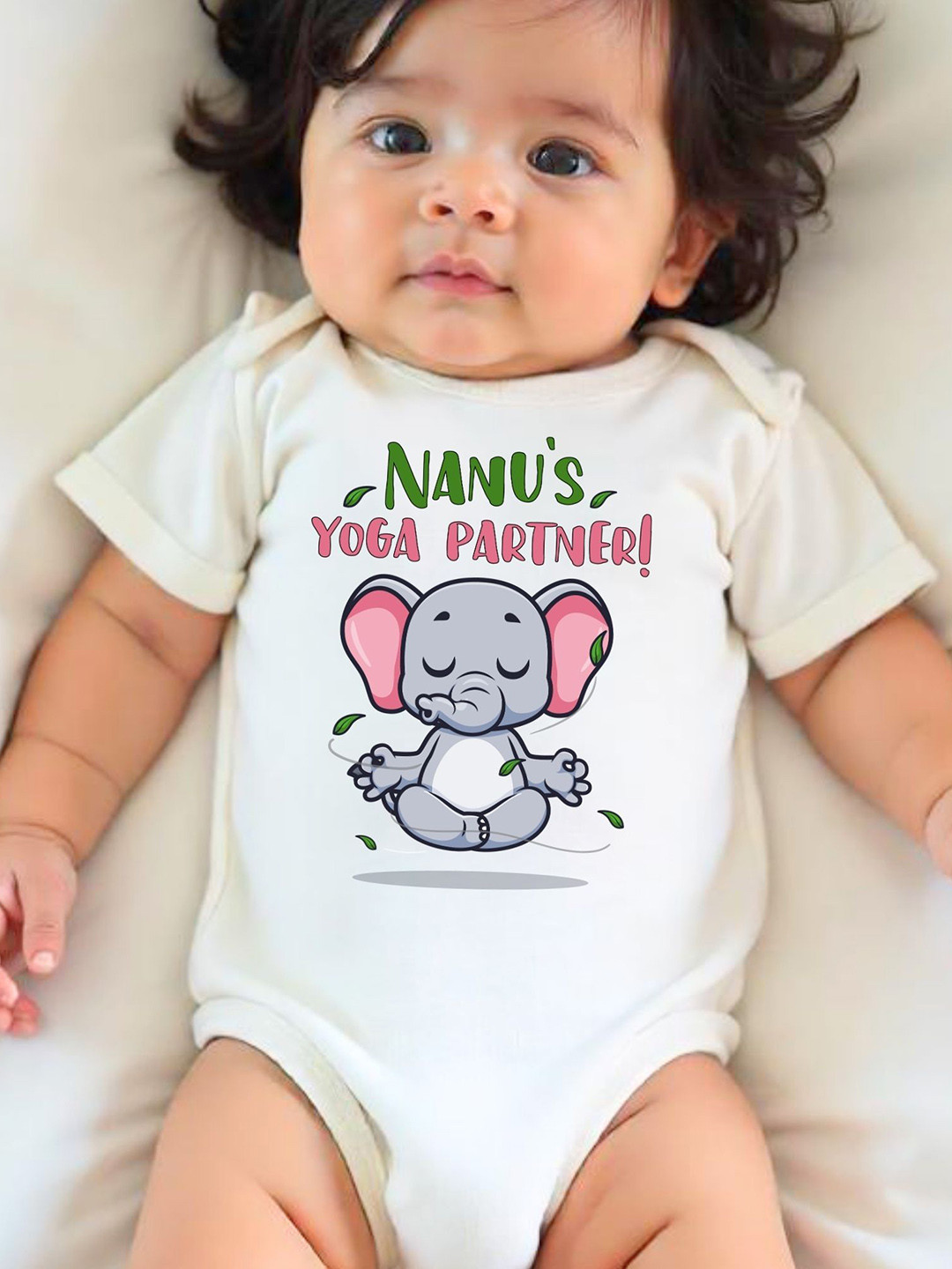 YK Infants Nanu's Yoga Partner! Printed Cotton Bodysuit