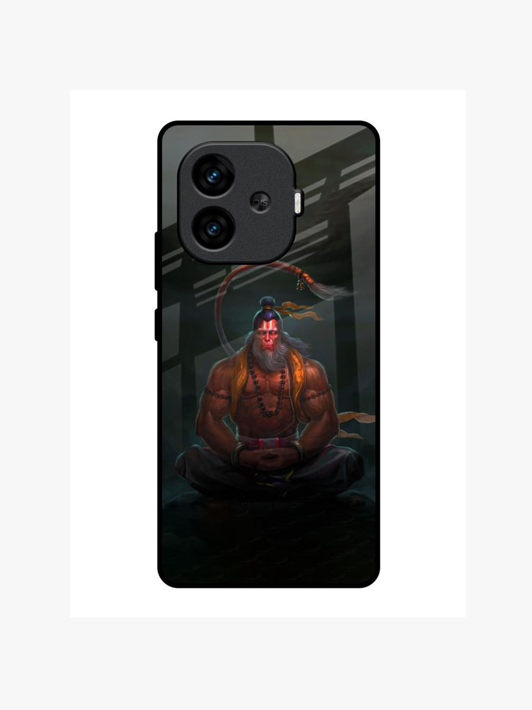 QRIOH Unisex iQOO Neo 10R 5G Lord Hanuman Animated Glass Back Case Mobile Accessories
