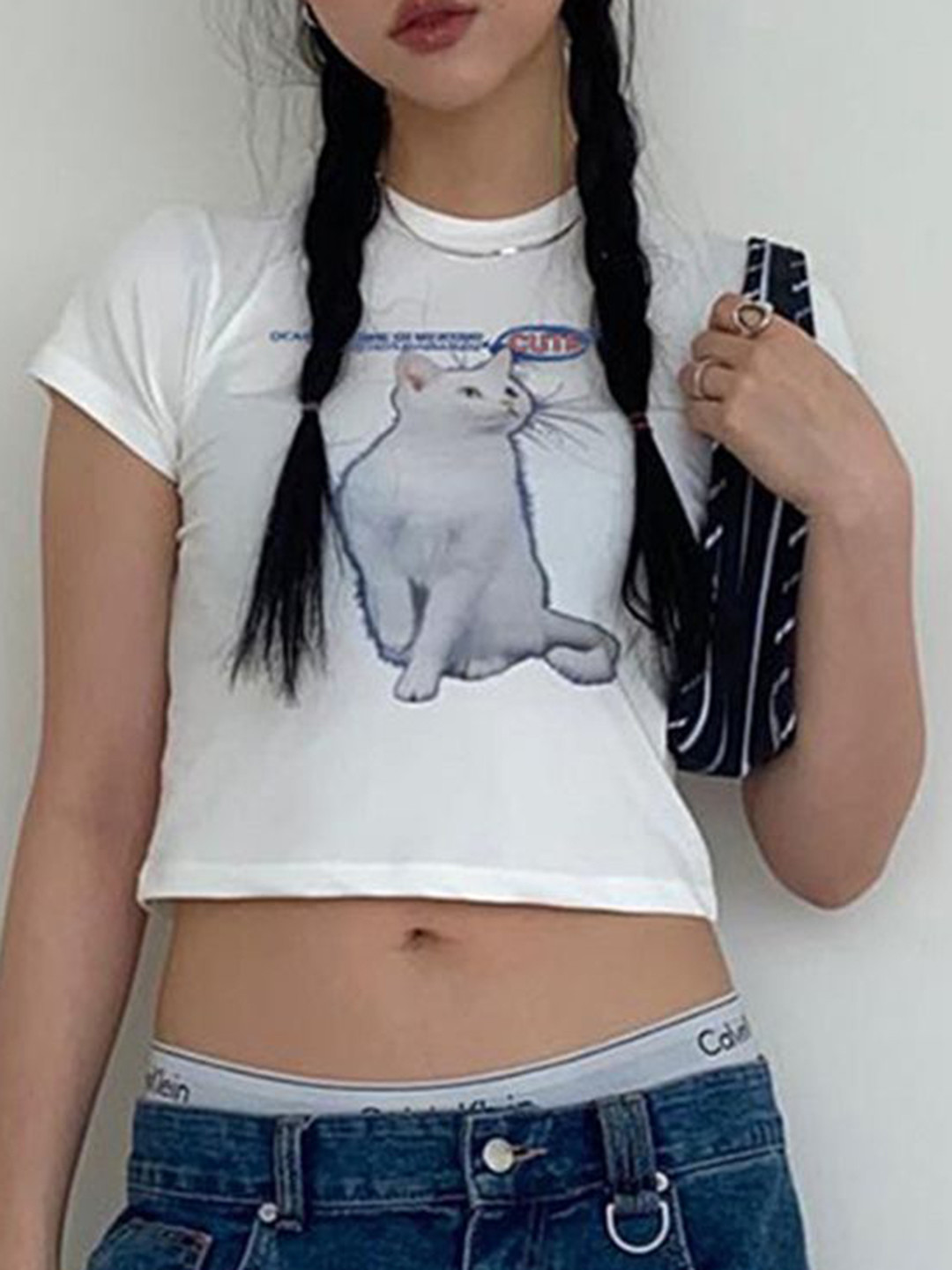 LULU & SKY Graphic Cat Print Slim Fit T-shirt